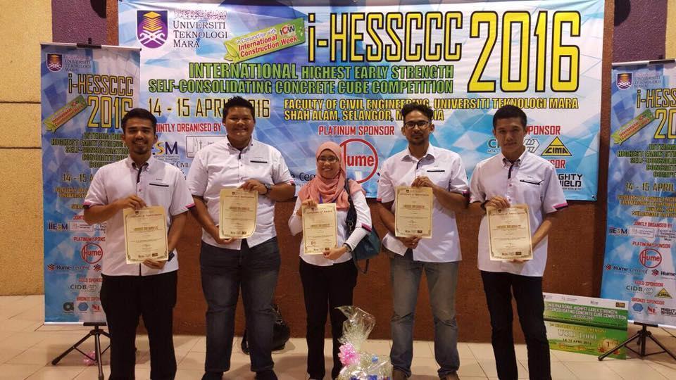 5TH BEST PRESENTATION AWARD @ International Highest Early Strength Self-Consolidating Concrete Cube Competition (i-HESSCCC 2016) 5TH BEST PRESENTATION AWARD @ International Highest Early Strength Self-Consolidating Concrete Cube Competition (i-HESSCCC 2016)